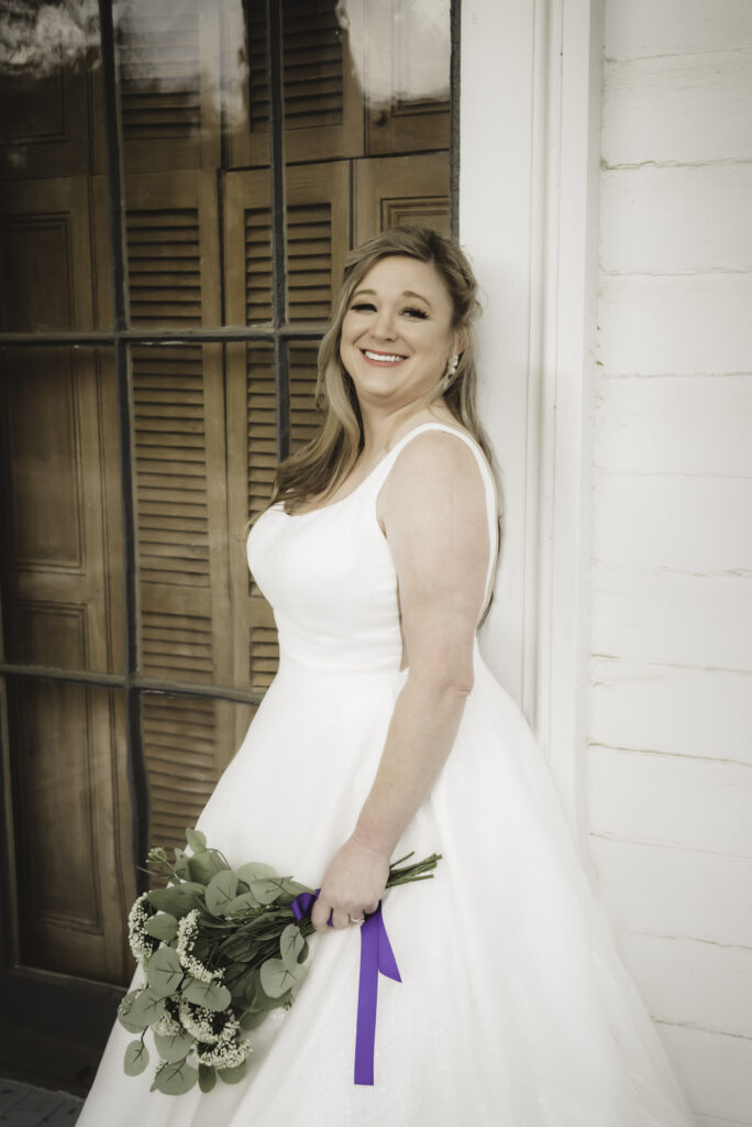 Image of a bride in her wedding gown.